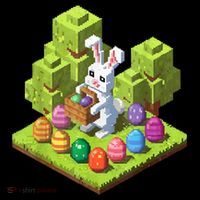 Pixel Easter Bunny Video Gamer Egg Hunting Fun Boy  Coaster thumb 2