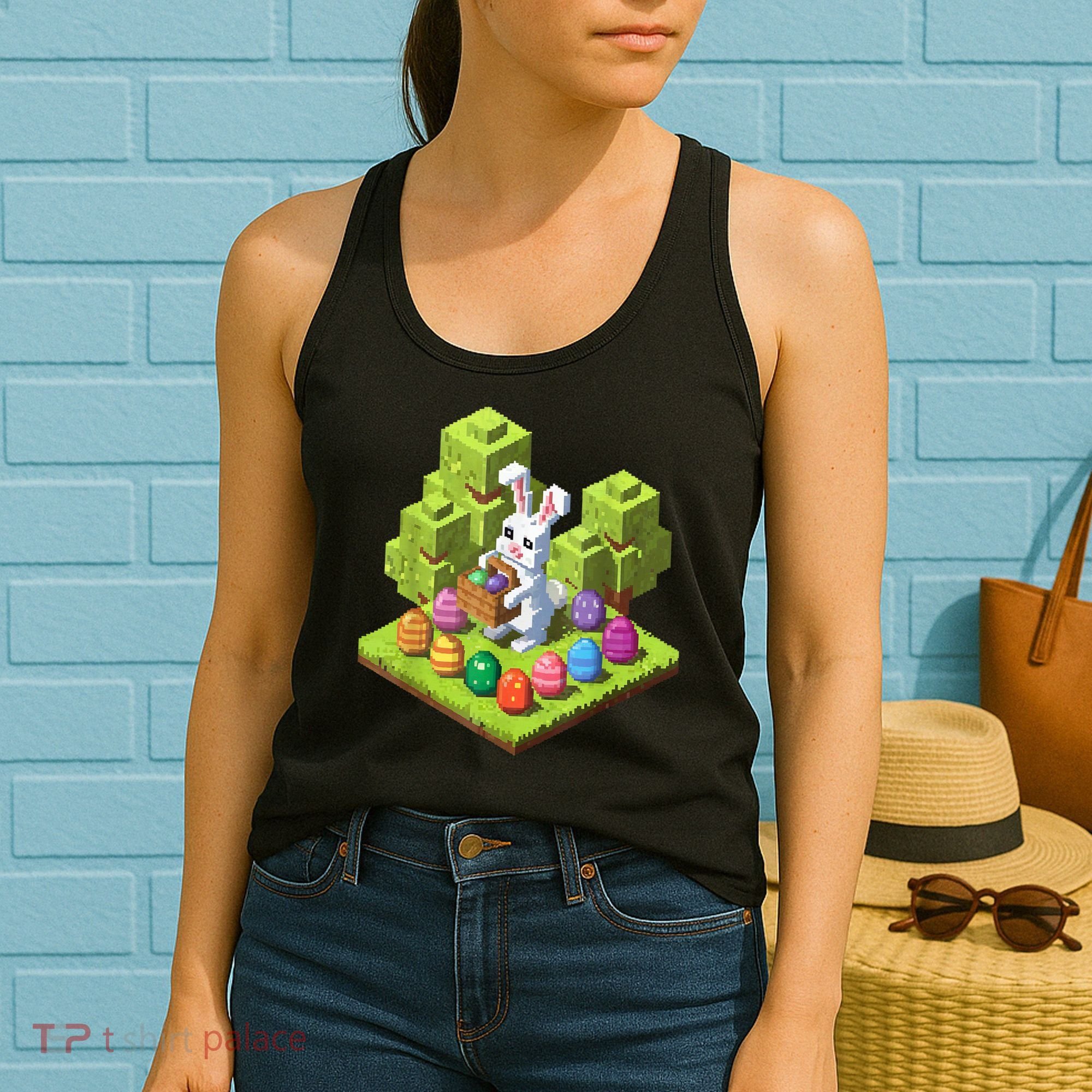 Pixel Easter Bunny Video Gamer Egg Hunting Fun Boy  Women's Tank Top