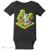 Pixel Easter Bunny Video Gamer Egg Hunting Fun Boy  Baby Bodysuit thumb 0