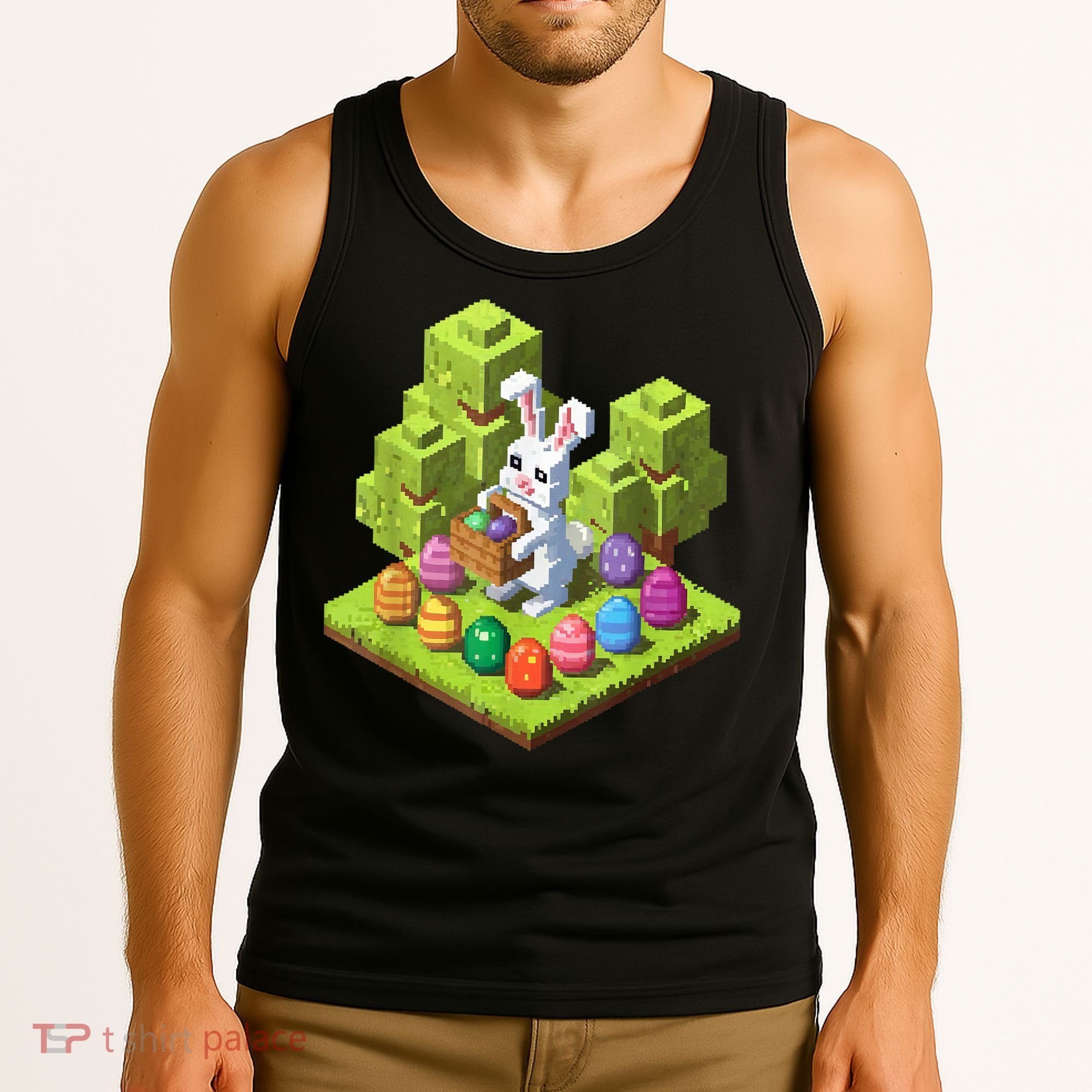 Pixel Easter Bunny Video Gamer Egg Hunting Fun Boy  Tank Top