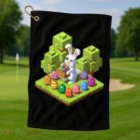 Pixel Easter Bunny Video Gamer Egg Hunting Fun Boy  Golf Towel thumb 1