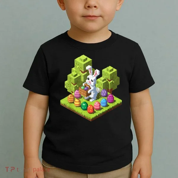Pixel Easter Bunny Video Gamer Egg Hunting Fun Boy  Toddler T-Shirt