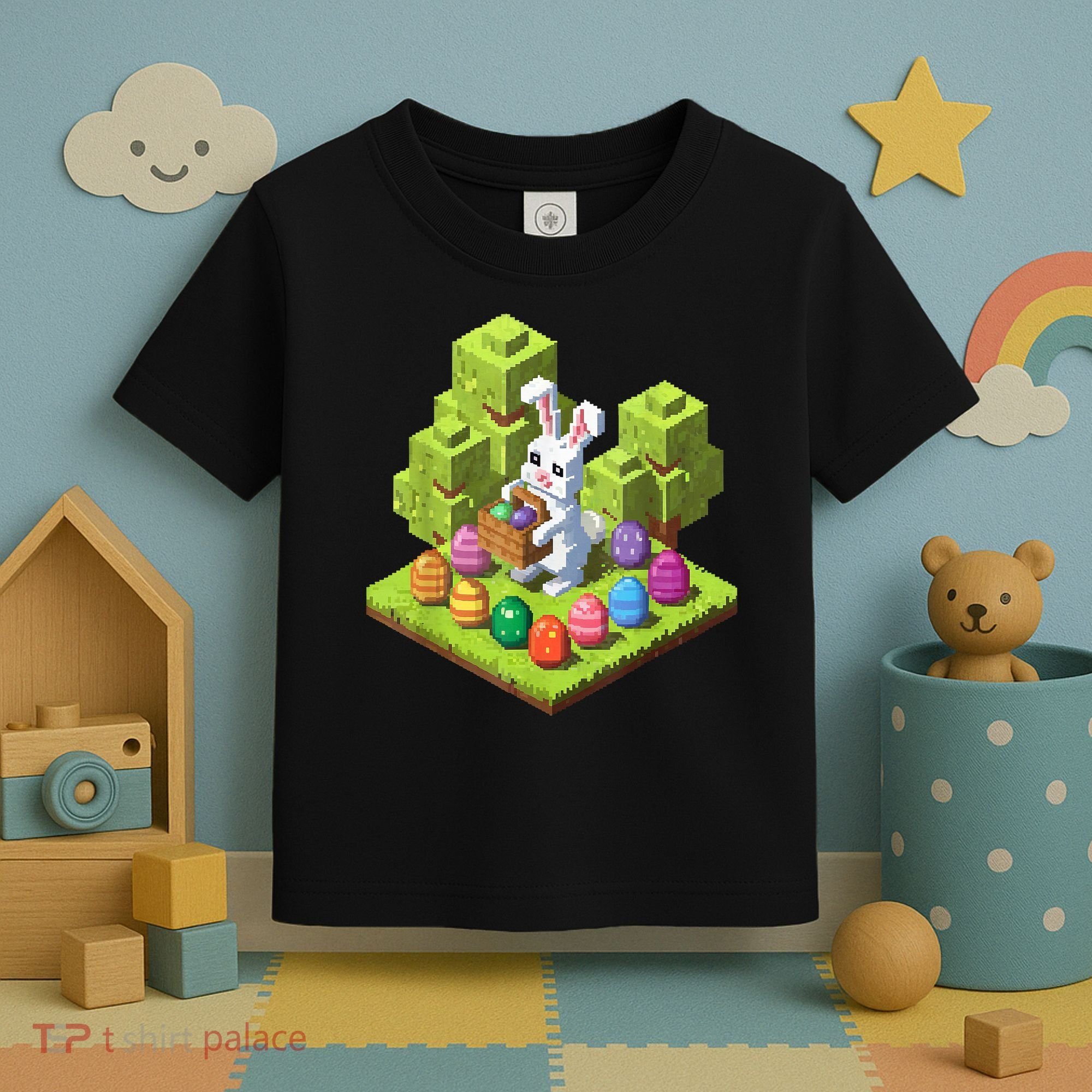 Pixel Easter Bunny Video Gamer Egg Hunting Fun Boy  Toddler T-Shirt