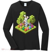 Pixel Easter Bunny Video Gamer Egg Hunting Fun Boy  Women's Long Sleeve Shirt thumb 0