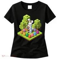 Pixel Easter Bunny Video Gamer Egg Hunting Fun Boy  Women's T-Shirt thumb 0