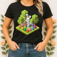 Pixel Easter Bunny Video Gamer Egg Hunting Fun Boy  Women's T-Shirt thumb 2