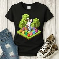 Pixel Easter Bunny Video Gamer Egg Hunting Fun Boy  Women's T-Shirt thumb 3