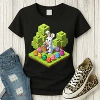Pixel Easter Bunny Video Gamer Egg Hunting Fun Boy  Women's T-Shirt thumb 3