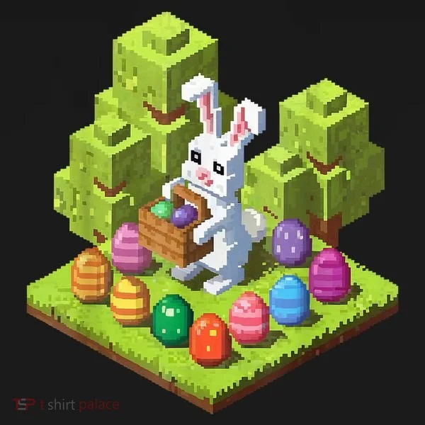 Pixel Easter Bunny Video Gamer Egg Hunting Fun Boy  Women's T-Shirt