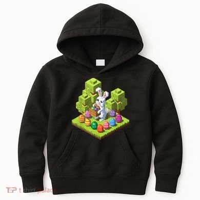 Pixel Easter Bunny Video Gamer Egg Hunting Fun Boy  Kids Hoodie