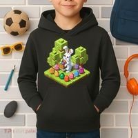 Pixel Easter Bunny Video Gamer Egg Hunting Fun Boy  Kids Hoodie thumb 2