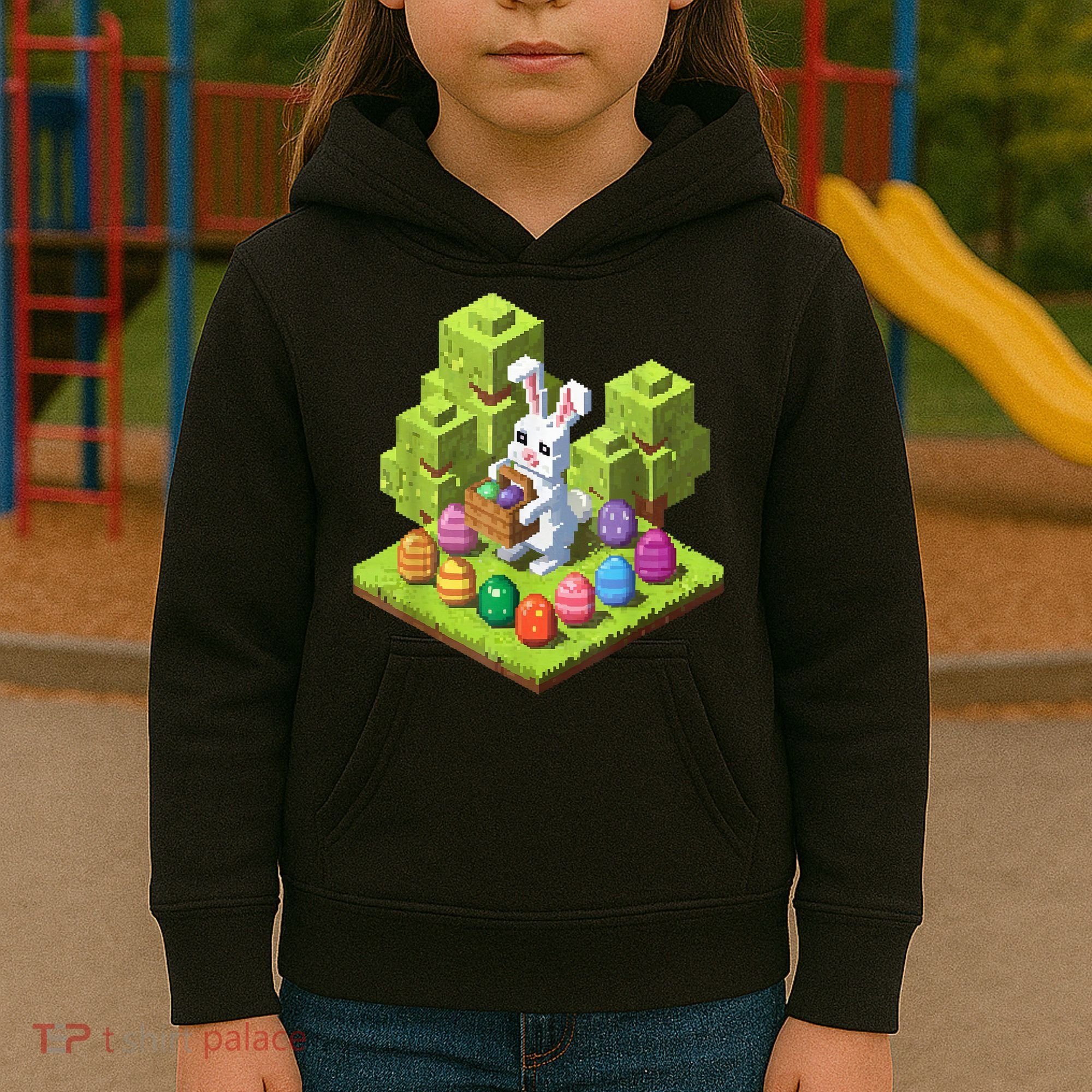 Pixel Easter Bunny Video Gamer Egg Hunting Fun Boy  Kids Hoodie
