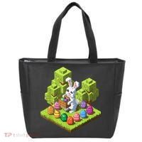 Pixel Easter Bunny Video Gamer Egg Hunting Fun Boy  Tote Bag thumb 0