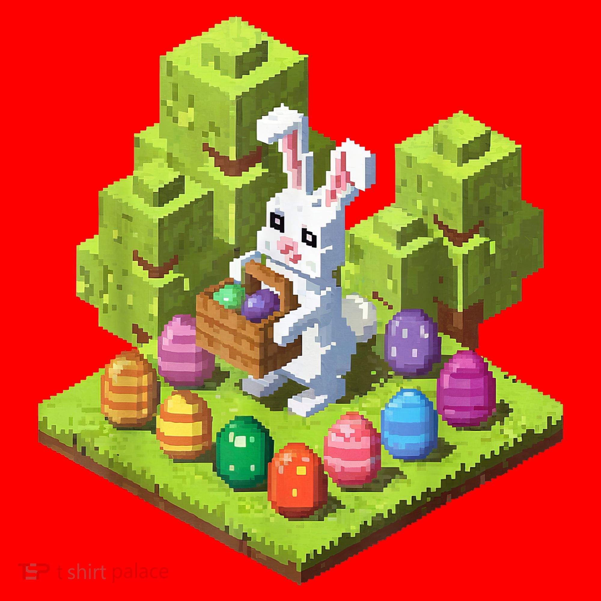 Pixel Easter Bunny Video Gamer Egg Hunting Fun Boy  Santa Hat