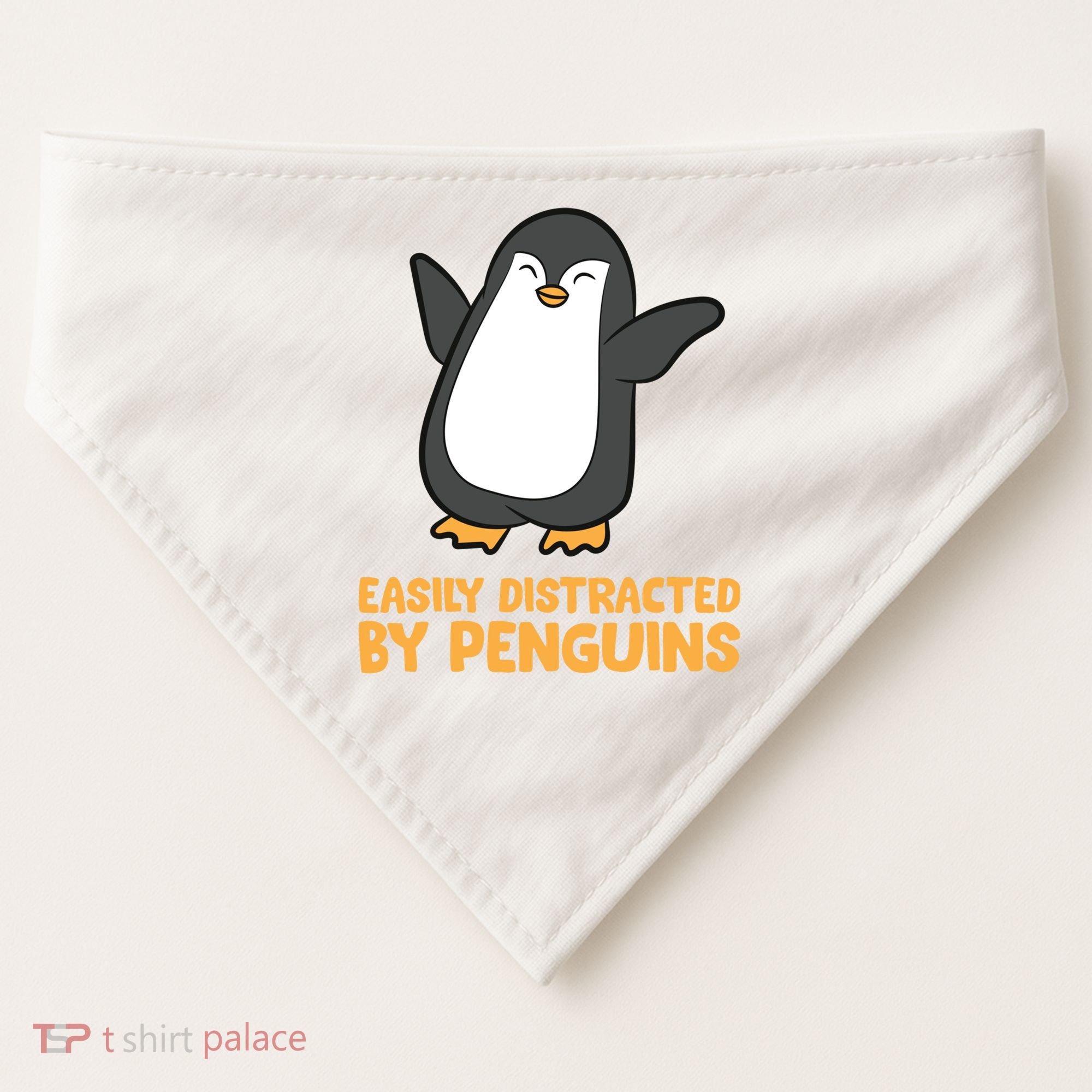 Penguin Easily Distracted By Penguins Gift USA-Made Doggie Bandana