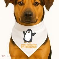 Penguin Easily Distracted By Penguins Gift USA-Made Doggie Bandana thumb 1