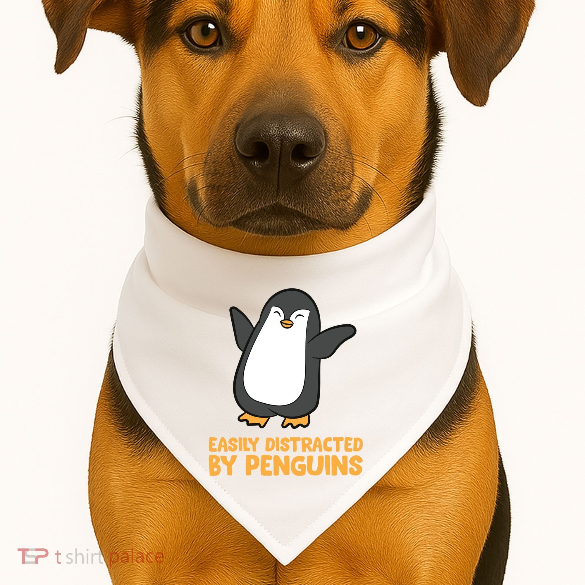 Penguin Easily Distracted By Penguins Gift USA-Made Doggie Bandana