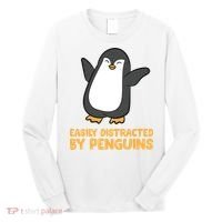Penguin Easily Distracted By Penguins Gift Long Sleeve Shirt thumb 0