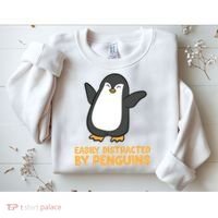 Penguin Easily Distracted By Penguins Gift Sweatshirt thumb 2