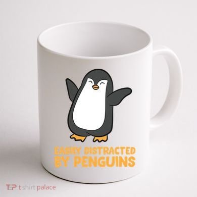 Penguin Easily Distracted By Penguins Gift Coffee Mug back