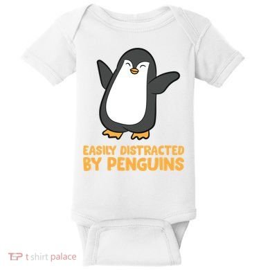 Penguin Easily Distracted By Penguins Gift Baby Bodysuit