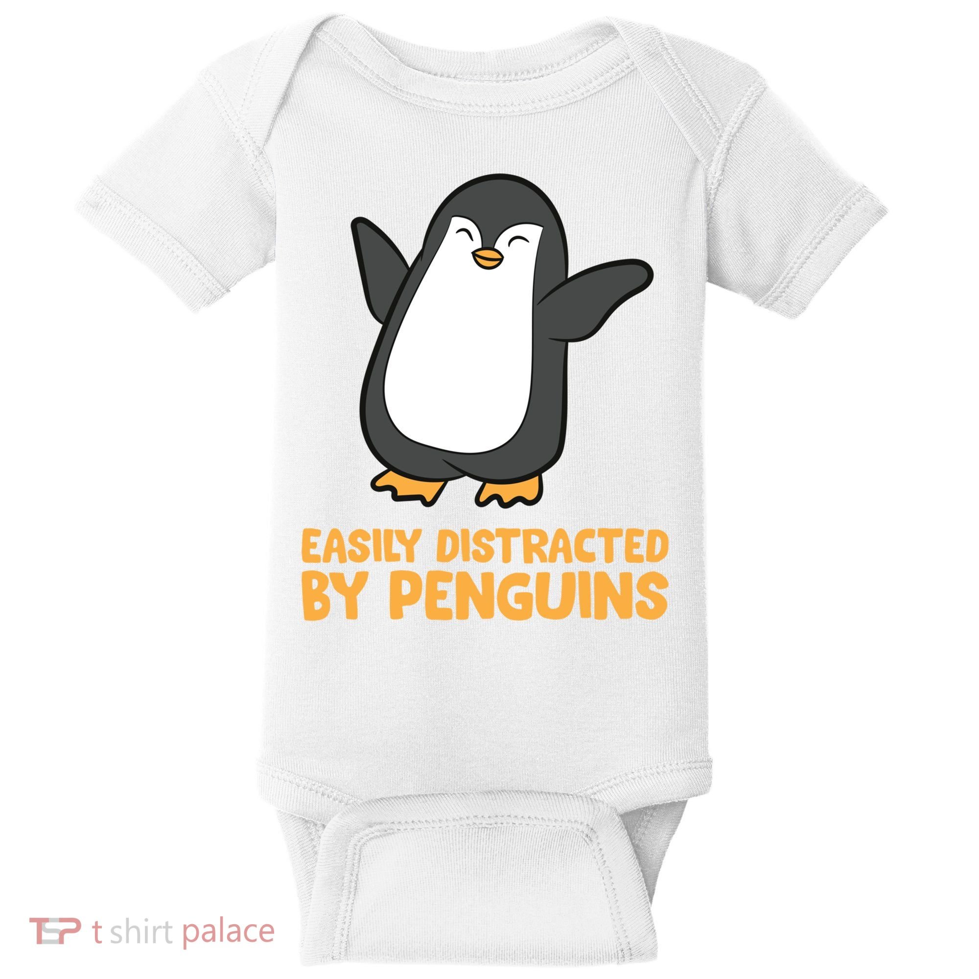 Penguin Easily Distracted By Penguins Gift Baby Bodysuit