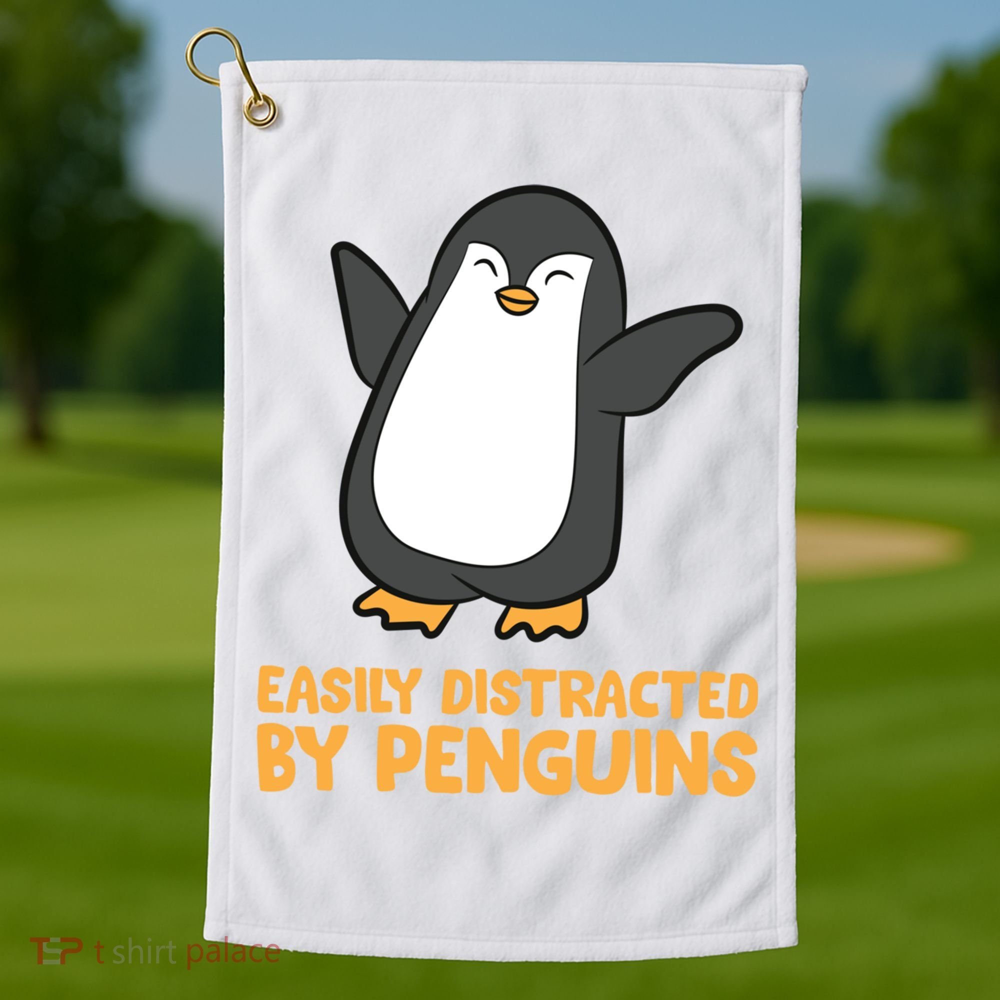 Penguin Easily Distracted By Penguins Gift Golf Towel