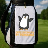 Penguin Easily Distracted By Penguins Gift Golf Towel thumb 2