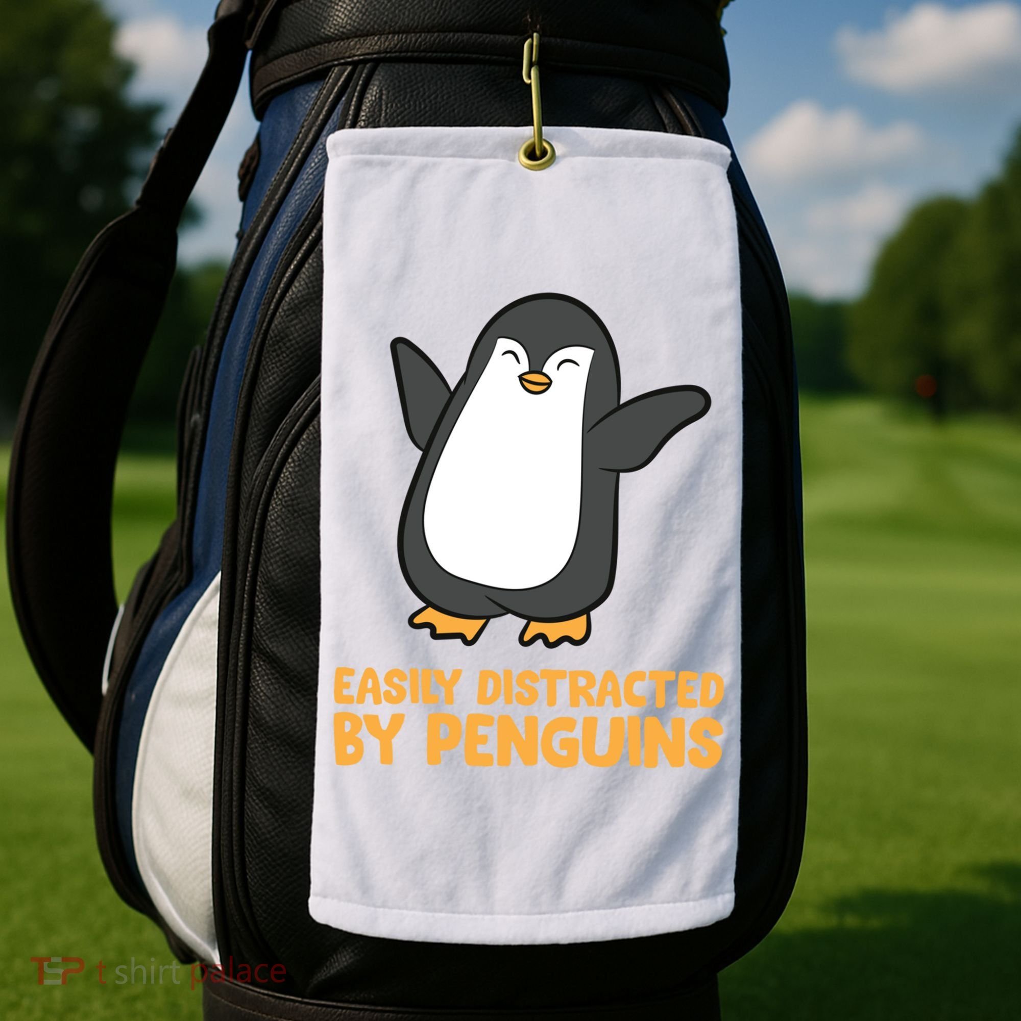 Penguin Easily Distracted By Penguins Gift Golf Towel
