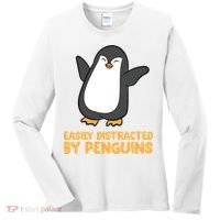 Penguin Easily Distracted By Penguins Gift Women's Long Sleeve Shirt thumb 0