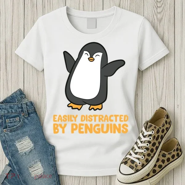 Penguin Easily Distracted By Penguins Gift Women's T-Shirt