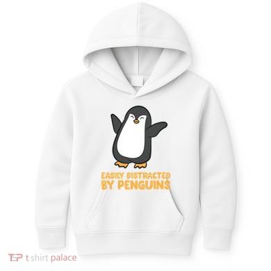 Penguin Easily Distracted By Penguins Gift Kids Hoodie