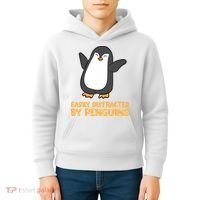 Penguin Easily Distracted By Penguins Gift Kids Hoodie thumb 4