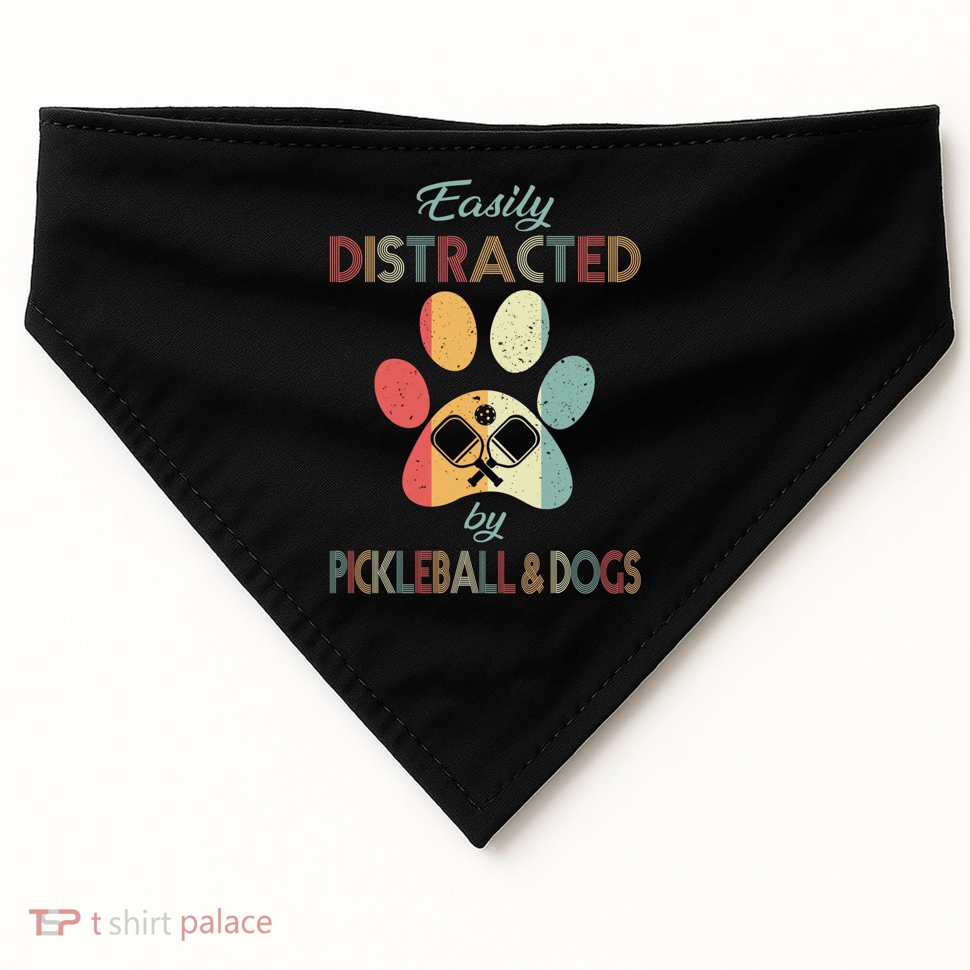 Pickleball Easily Distracted USA-Made Doggie Bandana