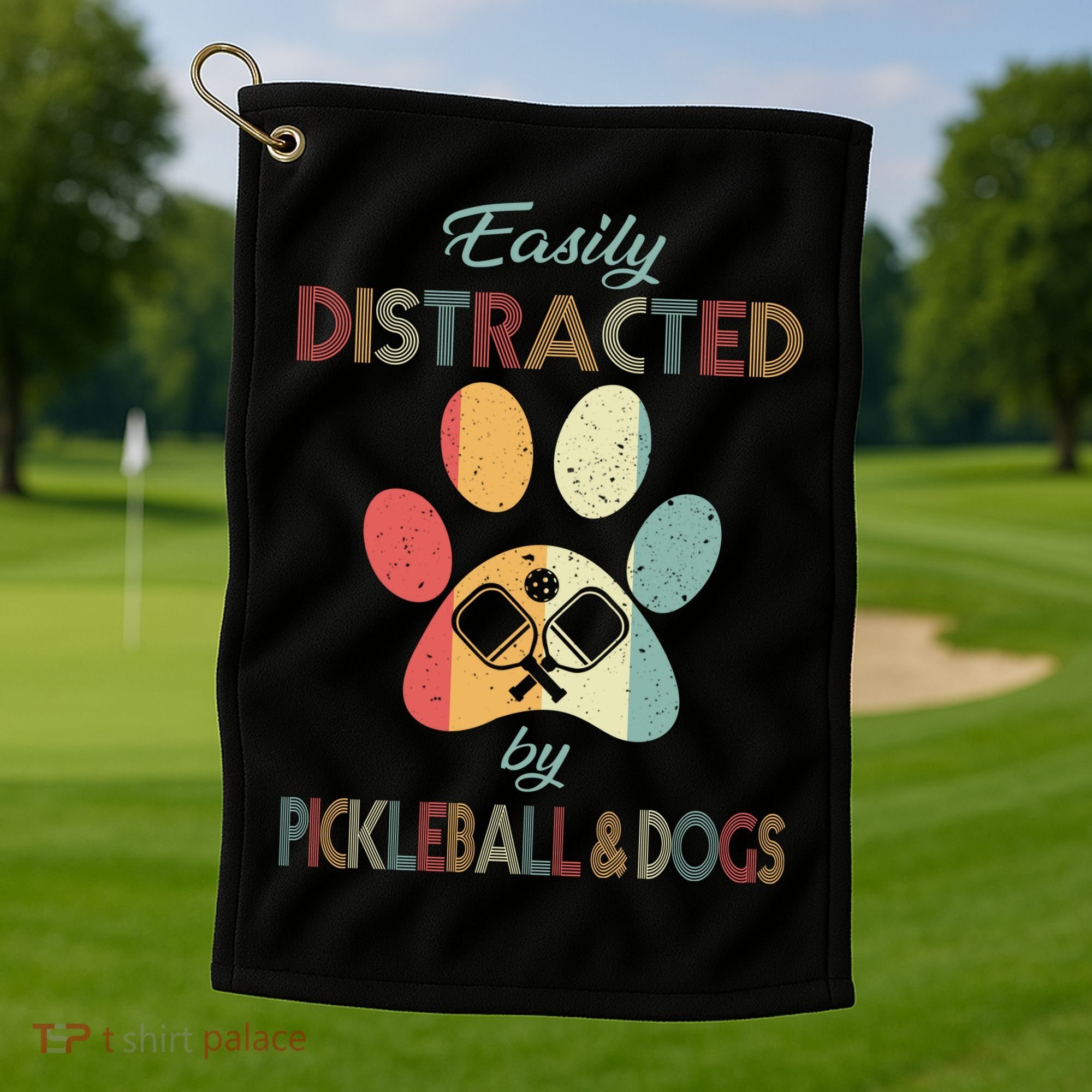 Pickleball Easily Distracted Golf Towel