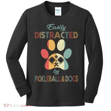 Pickleball Easily Distracted Kids Long Sleeve Shirt