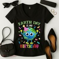 Pro Environment Earth Day is my Birthday Party Women's V-Neck T-Shirt thumb 2