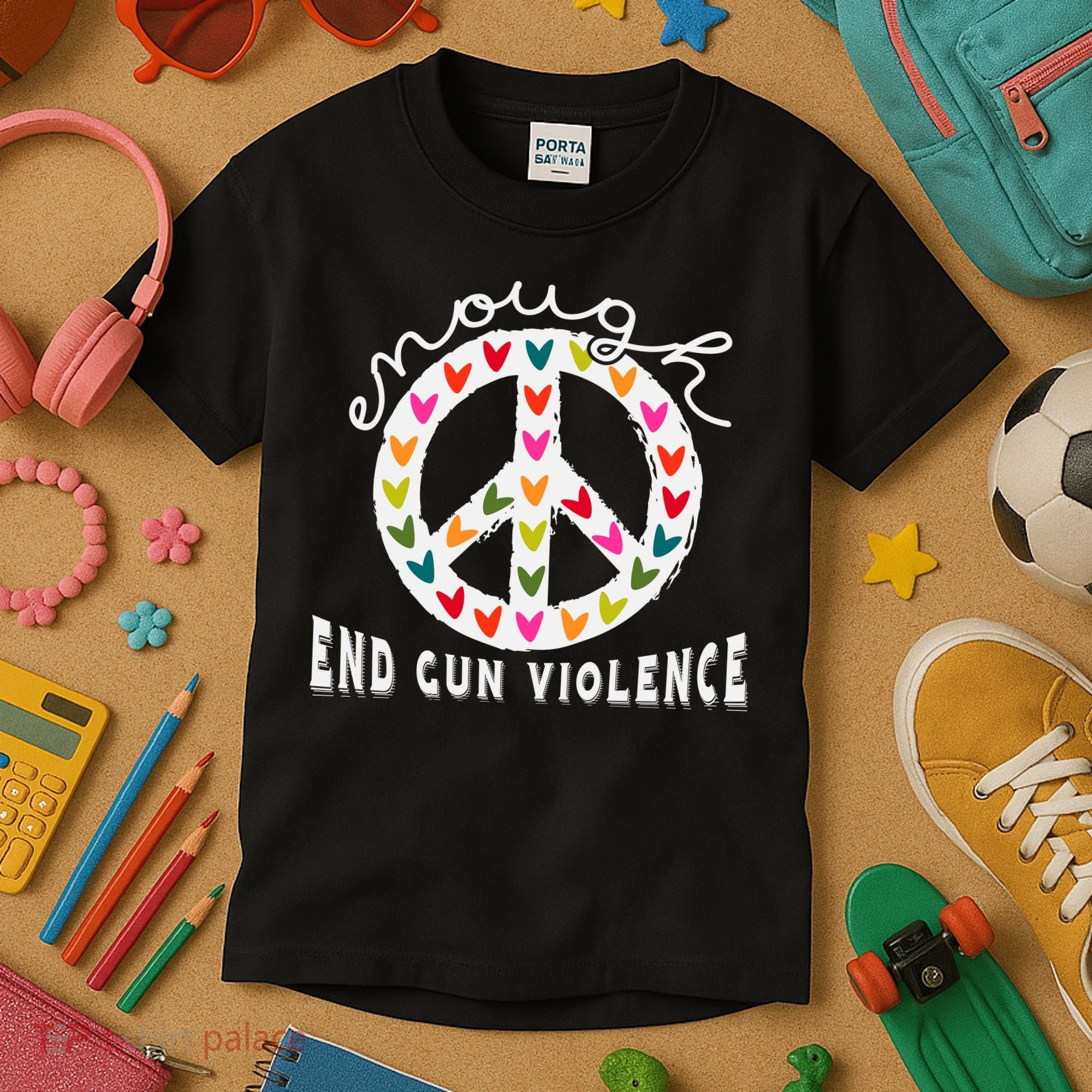 Peace Enough End Gun Violence Wear Orange Orange Shirt Day Kids T-Shirt