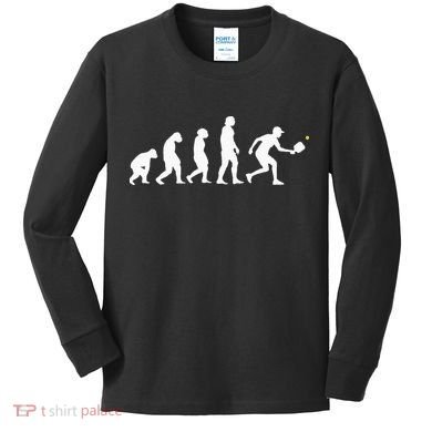 Pickleball Evolution Funny Pickleball Kids Long Sleeve Shirt