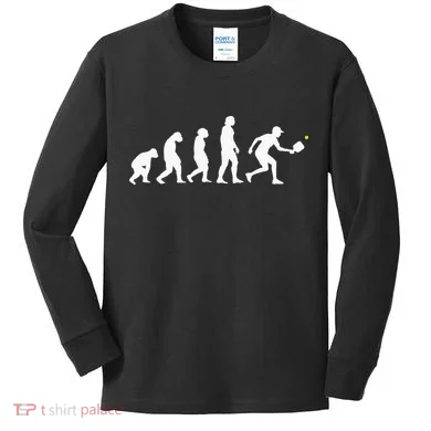 Pickleball Evolution Funny Pickleball Kids Long Sleeve Shirt
