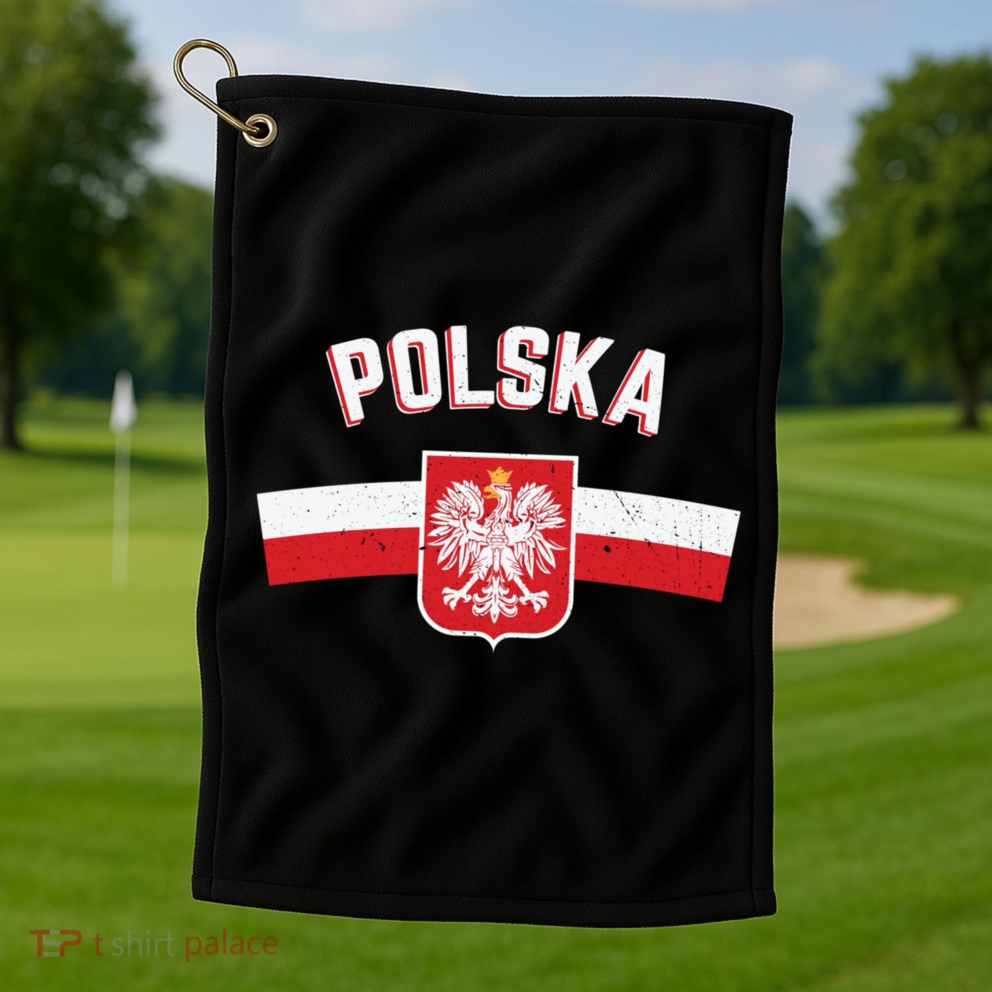 Poland Eagle Flag Gift Proud Polish Men Women Gift Golf Towel