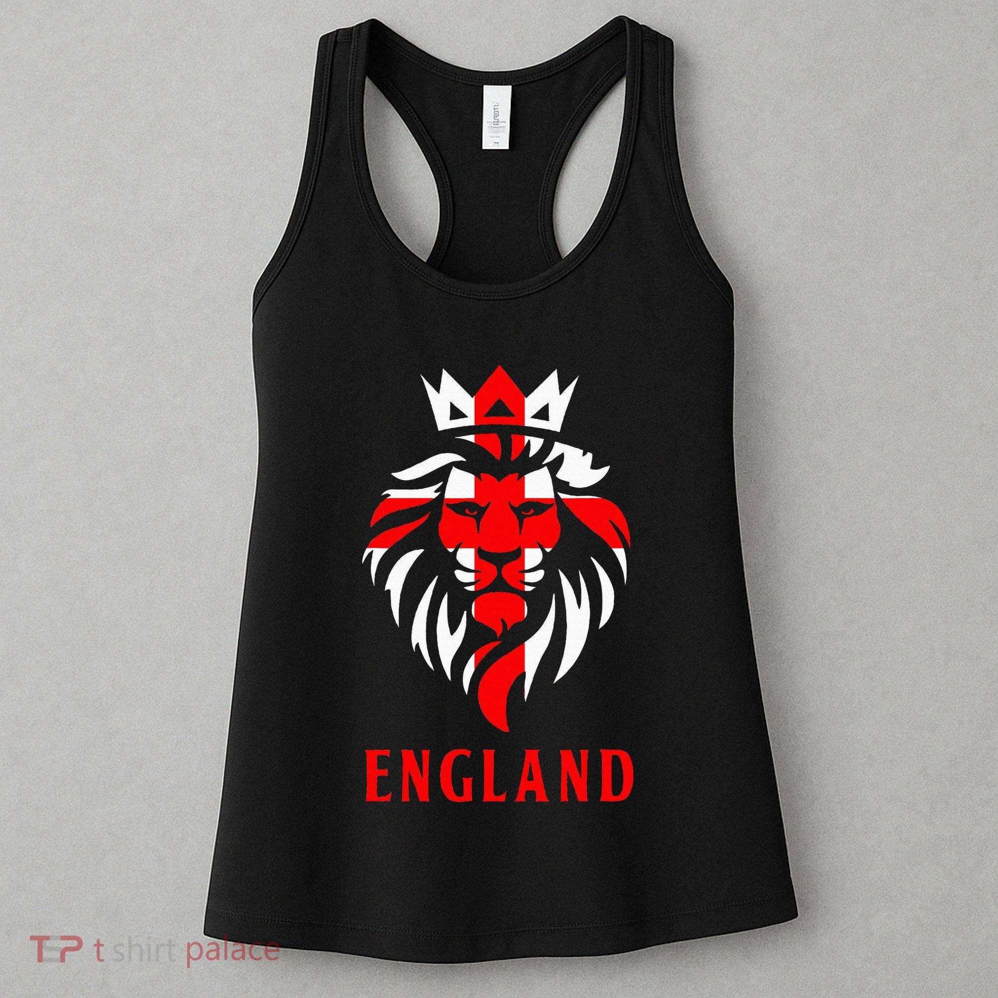 Patriotic England Football Soccer Fan Crown Lion Head Flag Women's Tank Top