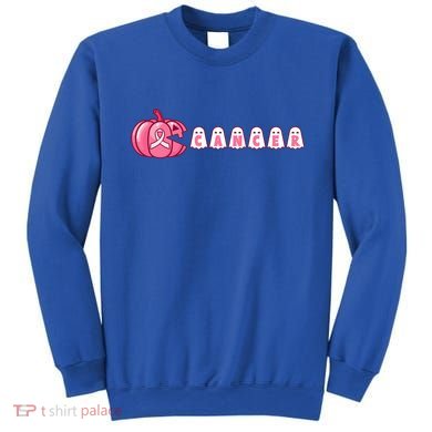 Pumpkin Eating Ghost Gamer Support Breast Cancer Warrior Cool Gift Sweatshirt