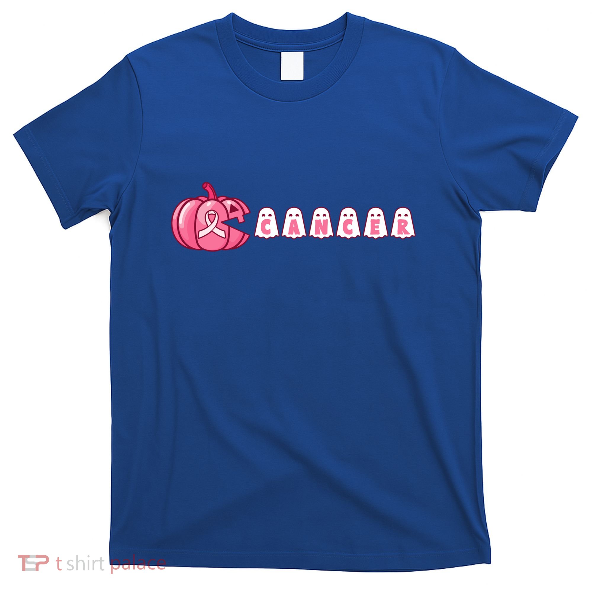 Pumpkin Eating Ghost Gamer Support Breast Cancer Warrior Cool Gift T-Shirt