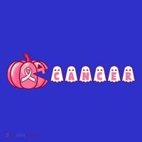 Pumpkin Eating Ghost Gamer Support Breast Cancer Warrior Cool Gift T-Shirt thumb 7