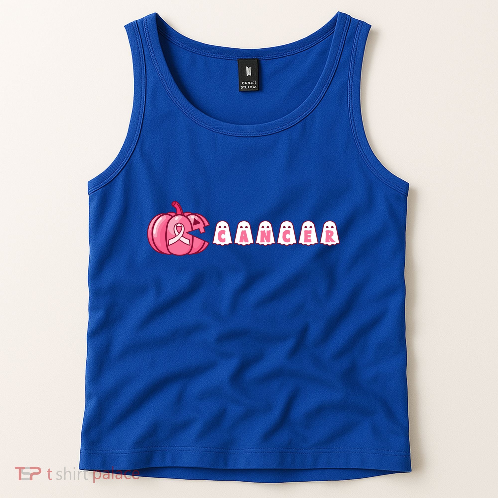 Pumpkin Eating Ghost Gamer Support Breast Cancer Warrior Cool Gift Tank Top