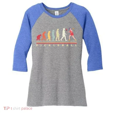 Pickleball Evolution Gift Women's Tri-Blend 3/4-Sleeve Raglan Shirt