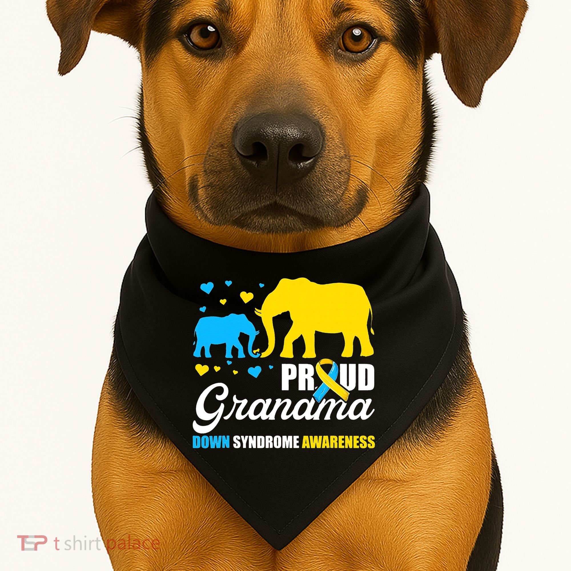 Proud Elephant Grandma Down Syndrome Awareness T21 USA-Made Doggie Bandana