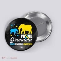 Proud Elephant Grandma Down Syndrome Awareness T21 Button thumb 0