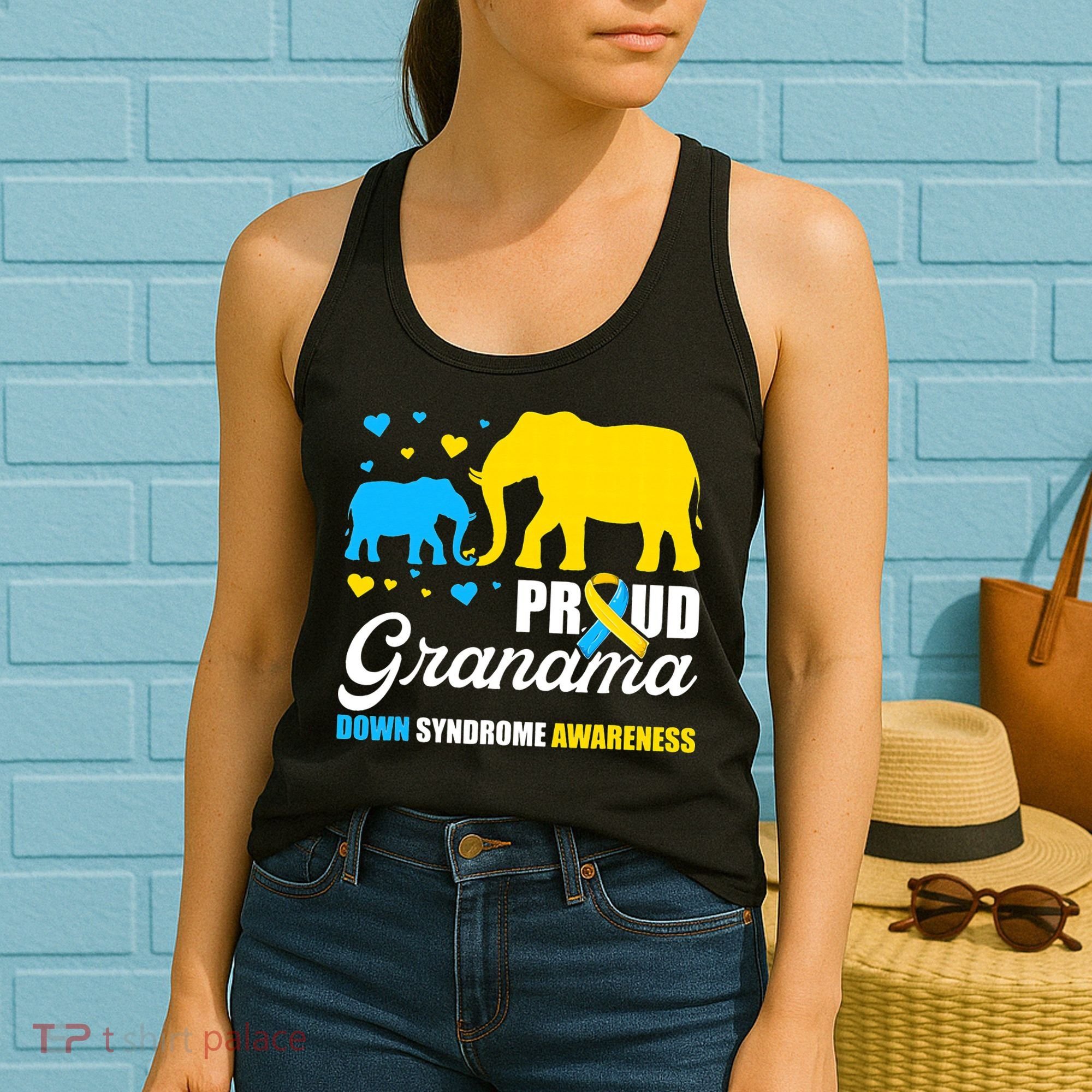 Proud Elephant Grandma Down Syndrome Awareness T21 Women's Tank Top